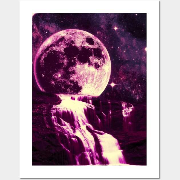 Moon over a Waterfall Wall Art by galaxieartshop